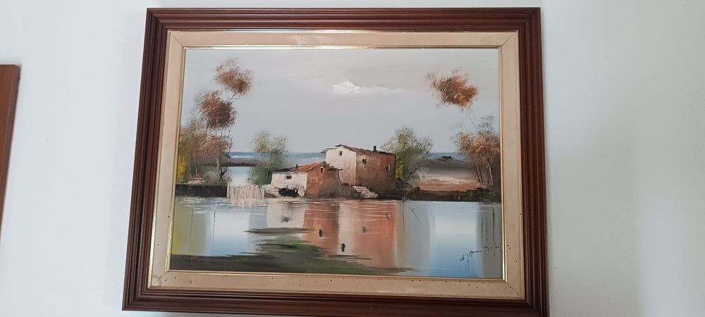 Quadro antigo pintado a óleo.