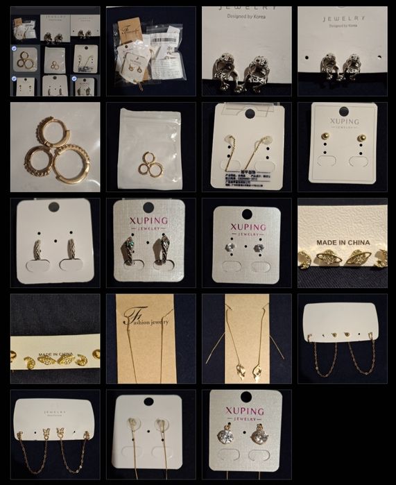 Серьги разные медзолото и медсеребро