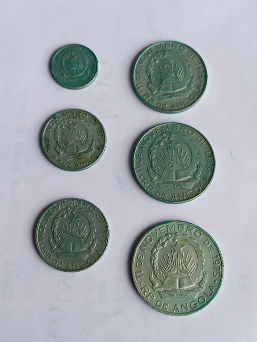 6 moedas de 1975 Kuanzas de Angola