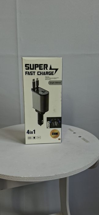 ladowarka samochodowa 4w1 120w szybkie ladowanie usb c ios zwijane kab