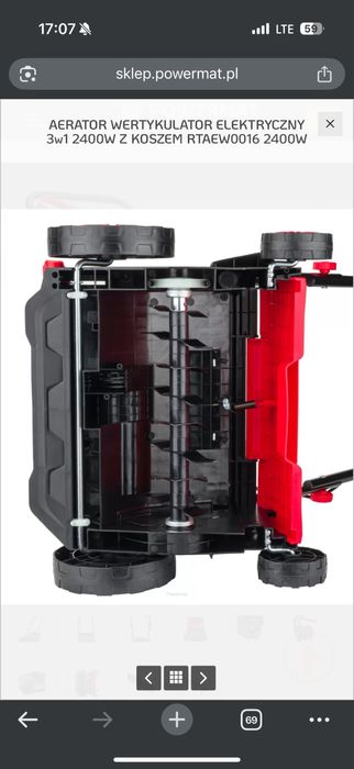 Areator  wertykulator elektyczny 3W1 2400W Z KOSZEM  2400W