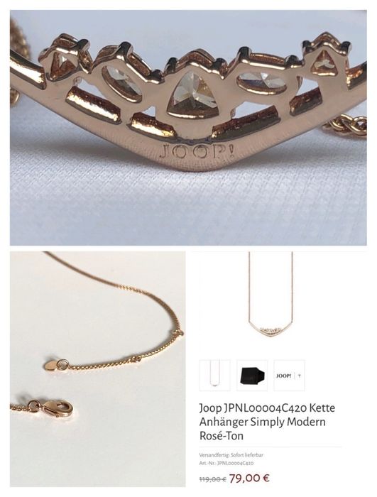 Знижка! Кольє JOOP, цепочка з кулоном , IP позолота