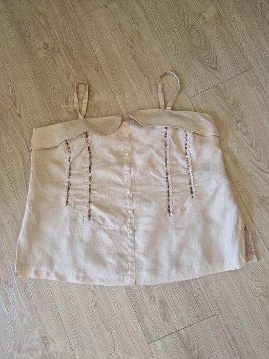 Bluzka koszulka letnia elegancka len XL
