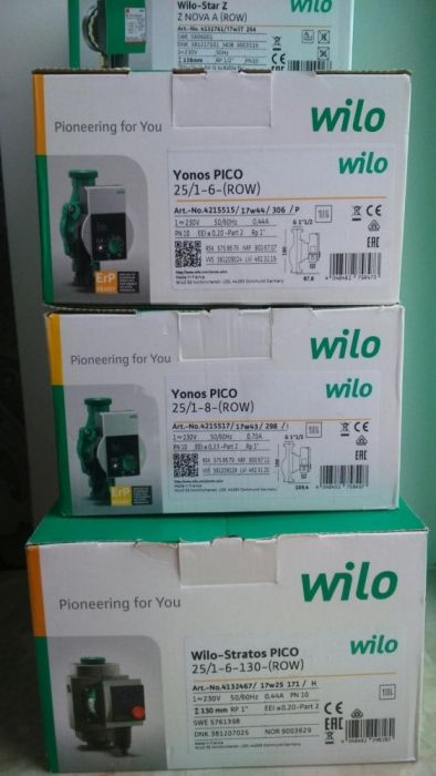 Циркуляційні насоси WILO Atmos Pico/ Yonos-Pico/Z NOVA T