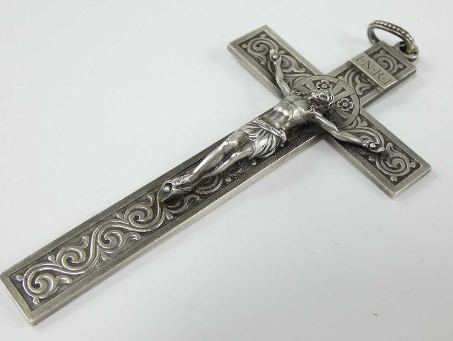 UNIKAT SREBRO pektorał KRZYŻ krzyżyk krucyfiks 9,2 cm 31,6 gram JEZUS