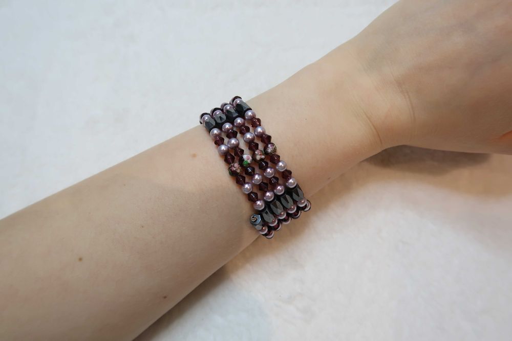 Bransoletka korale koraliki magnetyczne vintage szykowna elegancka 22