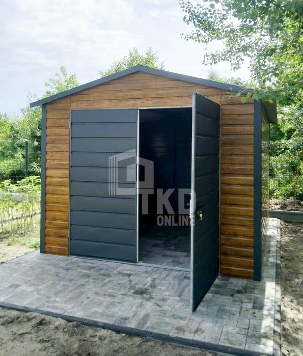 Schowek - Domek Ogrodowy 3M X 5M Okno Jasny Orzech Antracyt Tkd131