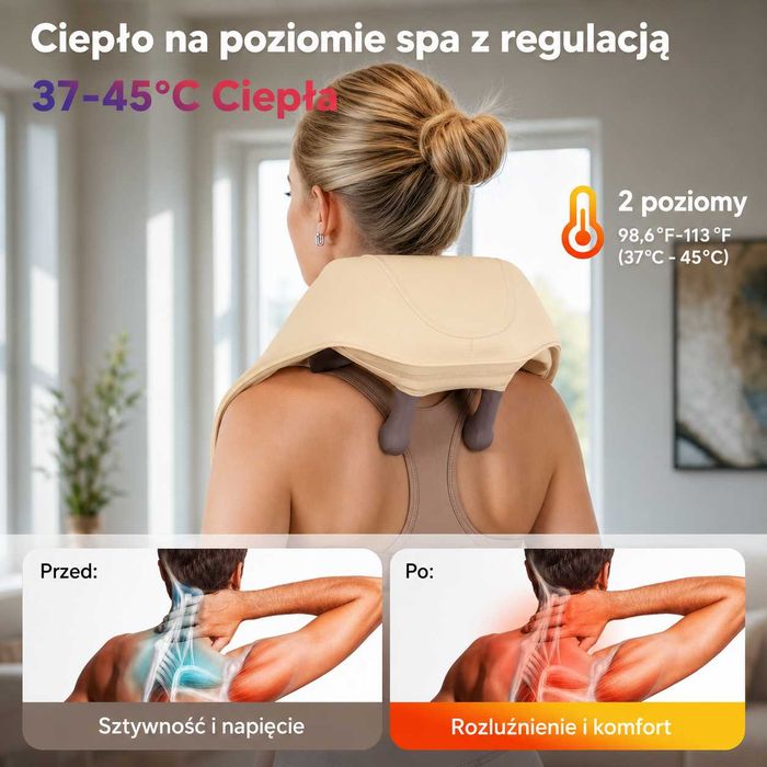 Masażer Szyi Arboleaf 6D Shiatsu | Bezprzewodowy | Podgrzewanie | 3 Tryby