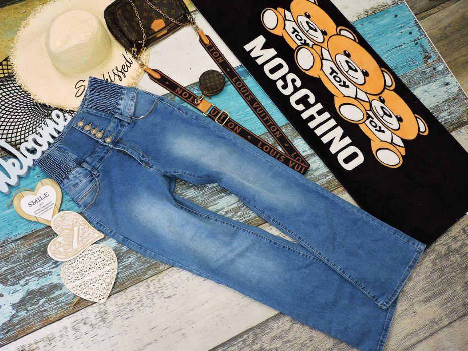 Fashion Spodnie jeans dzowny push up wysoki stAn M