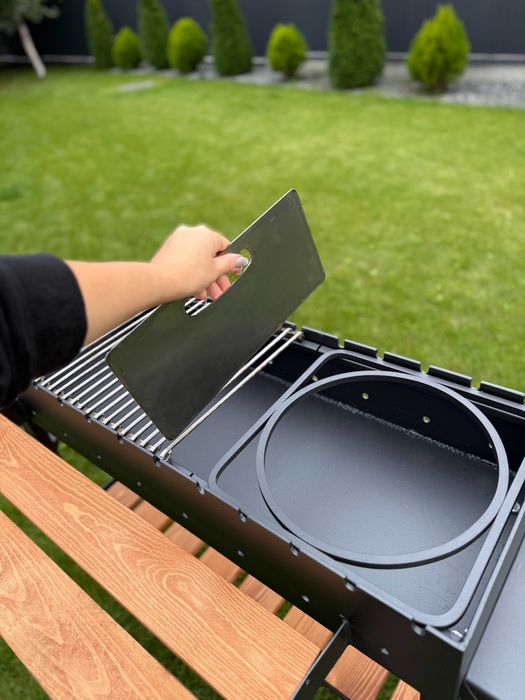 Мангал-барбекю на 13 шампурів з кришкою, решіткою та підставкою