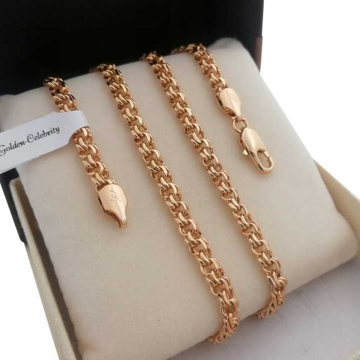 Pozłacany 18k złotem łańcuszek garibaldi + krzyżyk PREZENT !