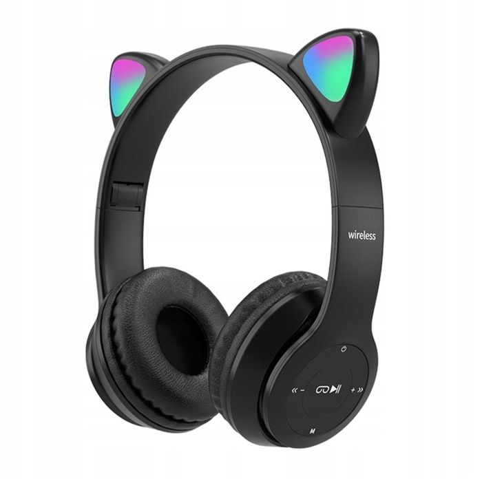 słuchawki bezprzewodowe bluetooth | kotek | kot | kocie uszy uszka led