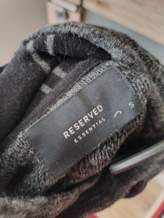 Sweter pleciony z kołnierzem golfem bawełniany szary S