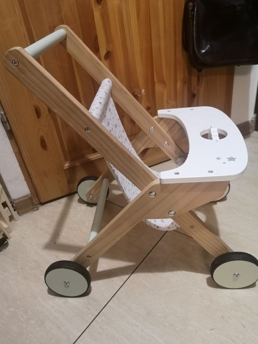 Wózek drewniany spacerowy dla lalek