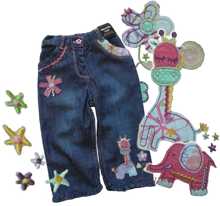 Minoti Jeansowe spodenki z zyrafą roz 6-12 m 68-80 cm
