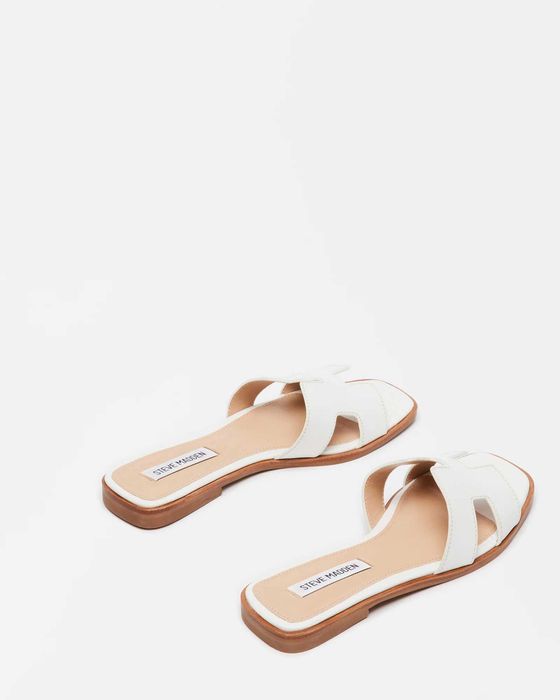 Шльопанці Steve Madden Hadyn White +Cognac Leather різні розміри