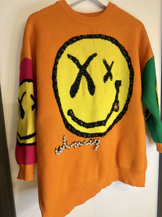 Kolorowy włoski grubszy  sweterek oversize