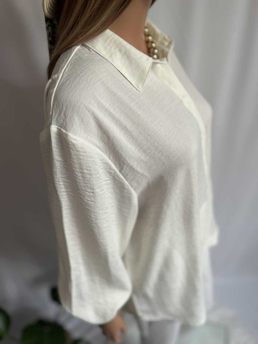 Koszula kremowa oversize elegancka basic klasyczna 44 2XL