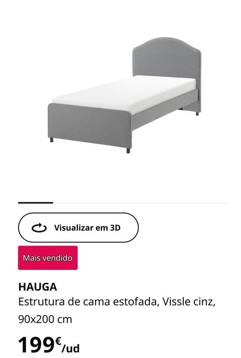 Cama de solteiro Hauga Ikea com colchão Hamarvik Ikea.
