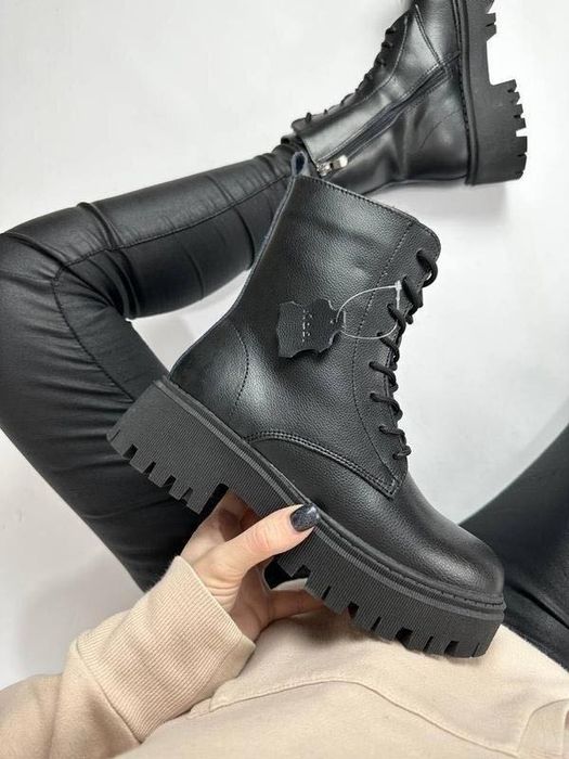 Жіночі зимові берці, черевики шкіряні на хутрі 36 - 23.5 см