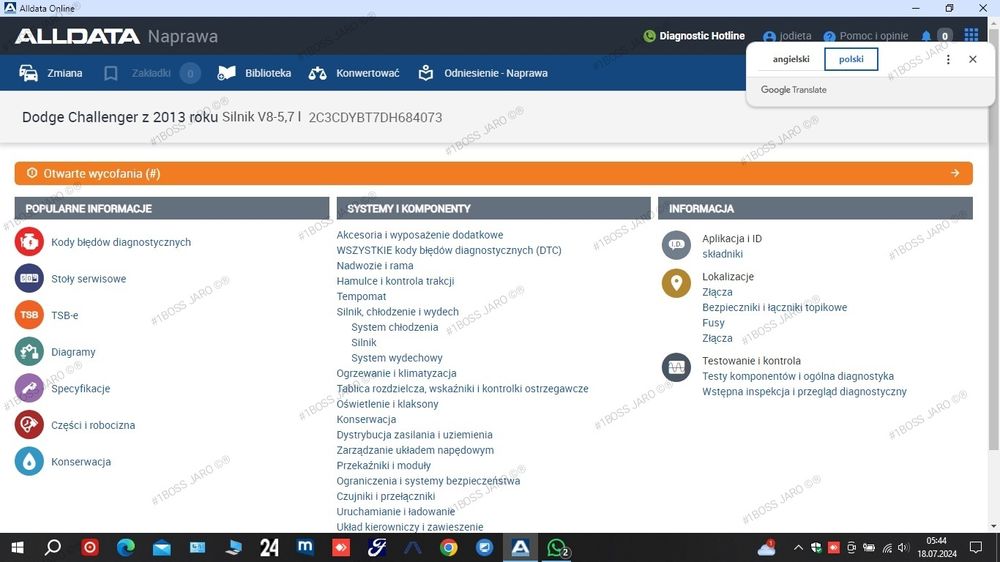 ALLDATA USA Kanada Meksyk i.t.d On-line 365 dni