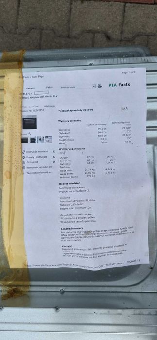 Piekarnik pod zabudowe, nie używany