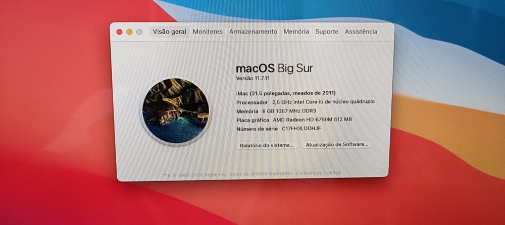 iMac 21,5” i5 Quad-Core / 8GB RAM / 500GB / Muito bom estado