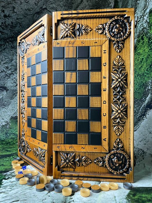 Шахмати+шашки+нарди в середині, шахматы, нарды, 3/1 ,тематичні