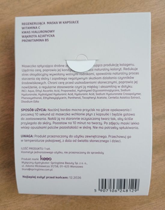 Maseczka w kapsule