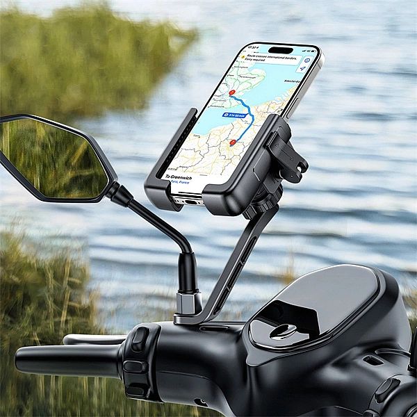 Uchwyt motocyklowy na telefon Baseus GoTrip do lusterka, z amortyzacją