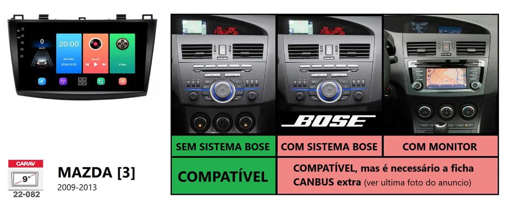 (NOVO) Rádio 2DIN • MAZDA 3 (2004 a 2013) • Android GPS [4+64GB]