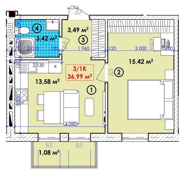 Продаж 1 кім квартири в новому ЖК м. Богородчани
