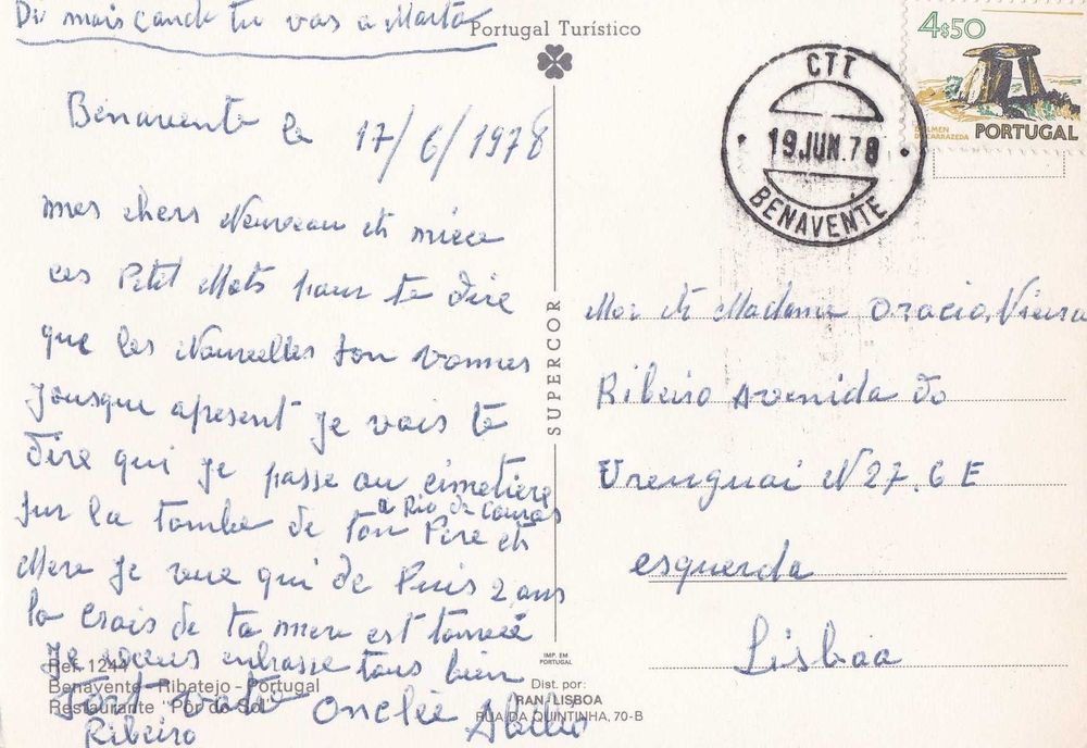 Postal Benavente - Restaurante Pôr-do-Sol 1978