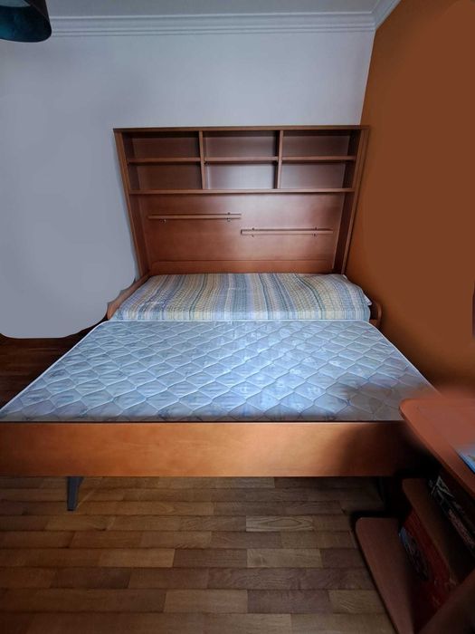 Magnífica cama com estante embutida, cama de casal convertivel