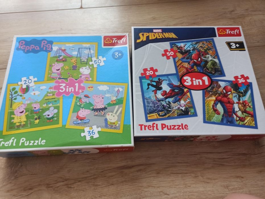Puzzle Trefl 3w1 - Świnka Pepa, Spider-Man