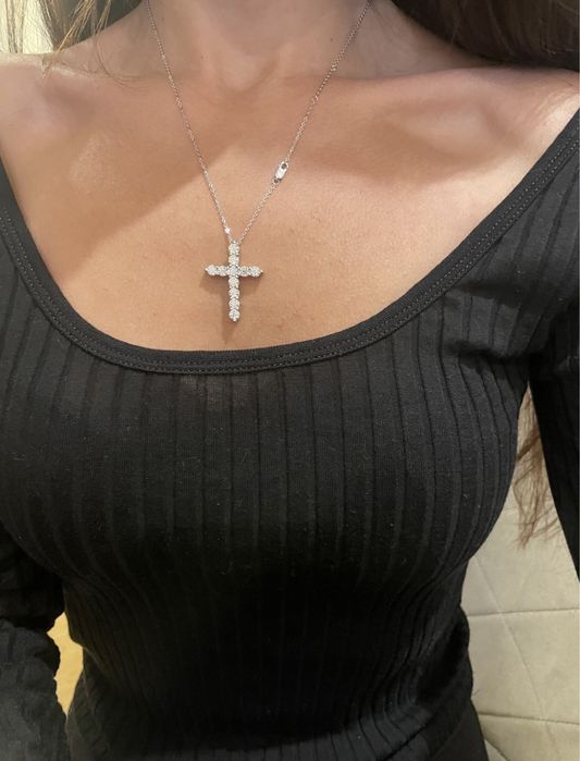Красивейший крестик с муассанитами 3.30ct серебро 925