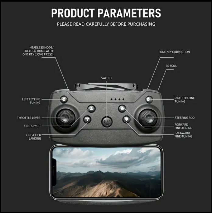 Дрон | батарея з подвійною камерою, на пульті управління,