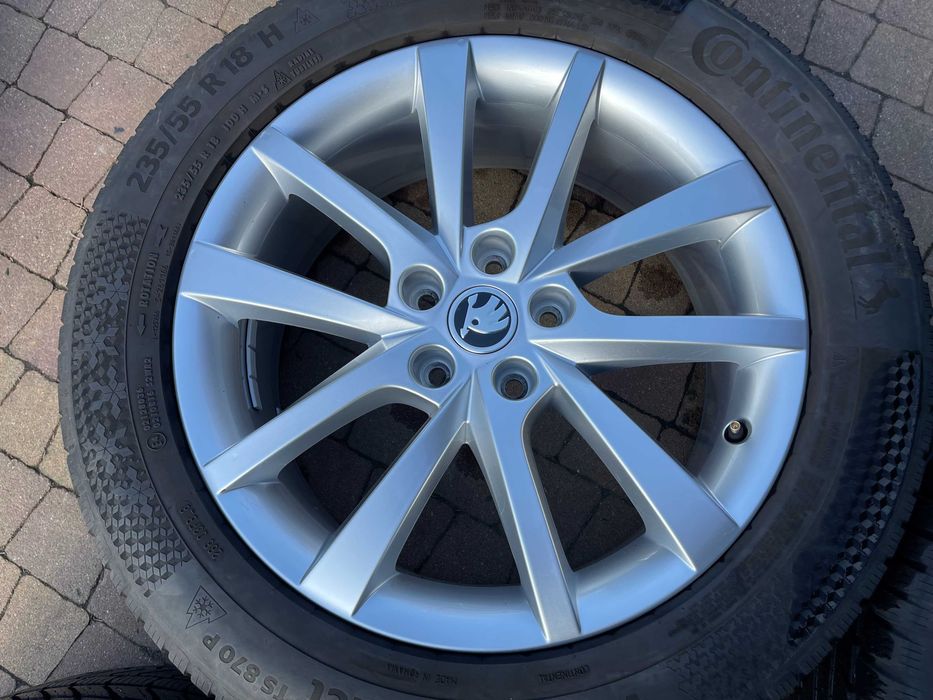 4056. Koła zimowe Kodiaq oryginalne 5x112 235/55/18 8.7mm 2025r Conti