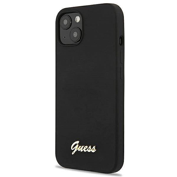 Etui Guess Silicone Script Gold Logo MagSafe na iPhone 13 - czarne