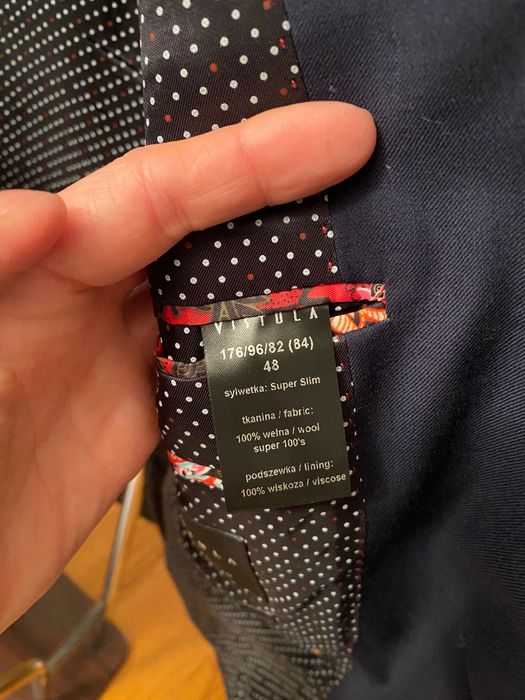 Garnitur Vistula granat wełna 176 Super slim
