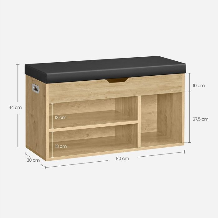 Pojemny schowek do przechowywania loft 80x30x44 cm 3 półki