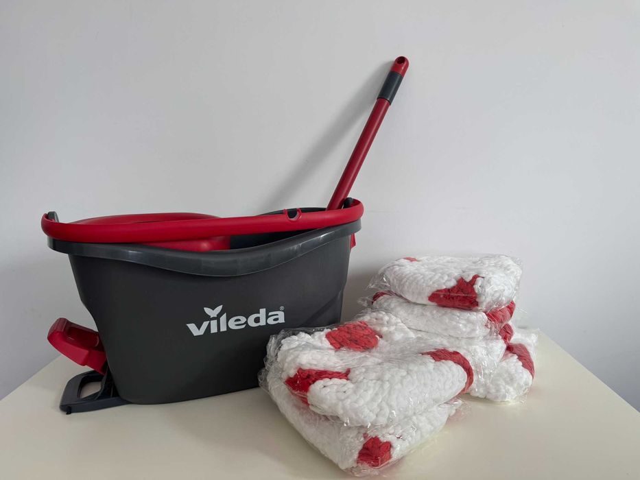 Vileda zestaw mop + wiadro z wirówką + 6 nowych wkładów