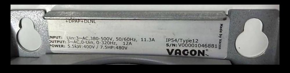 Variador de frequência VACON 100 HVAC 5,5 kW 400V IP54