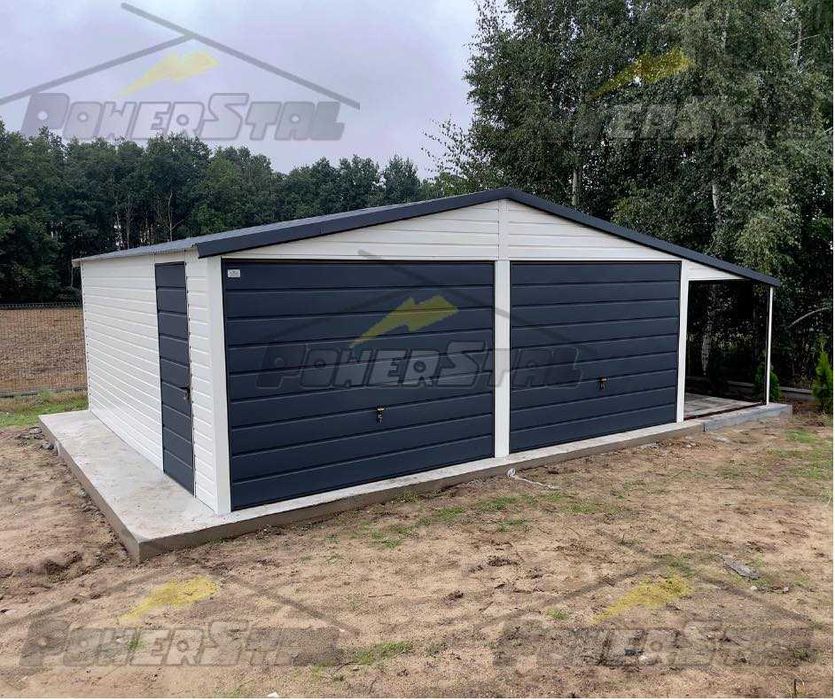 Garaż blaszak z wiatą   Garaże ocieplone