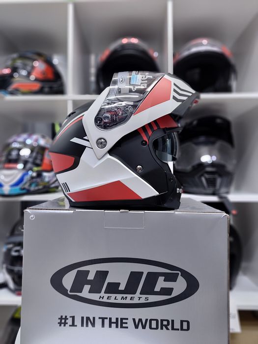 Kask motocyklowe szczękowy HJC C91N KAON czarno czerwono biały roz XL