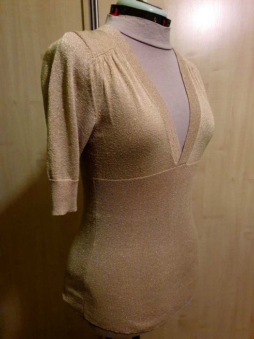Sweter złoty, krótki rękaw