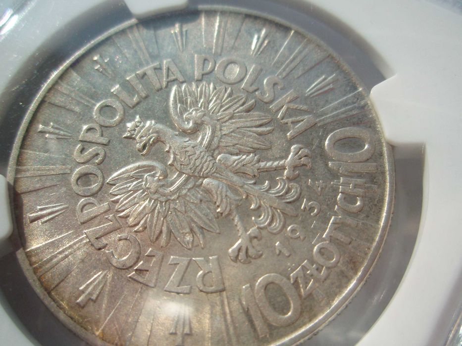 10 złotych 1934 orzeł urzędowy, NGC AU 53, rzadki rocznik