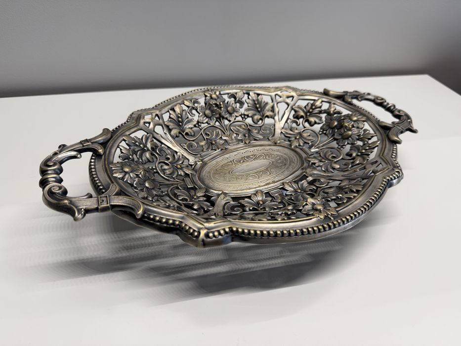 Piękna ażurowa patera Norblin & Co – Warszawa, Plater, Secesja