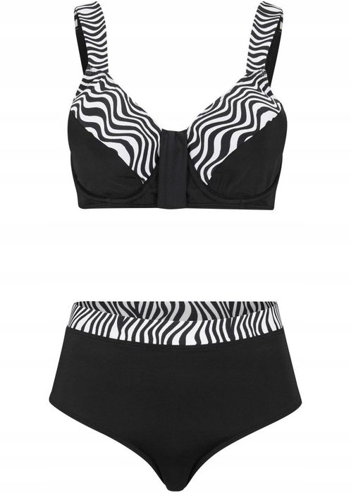 B.P.C bikini minimizer czarny wzór zebry z figami 46 (90D).