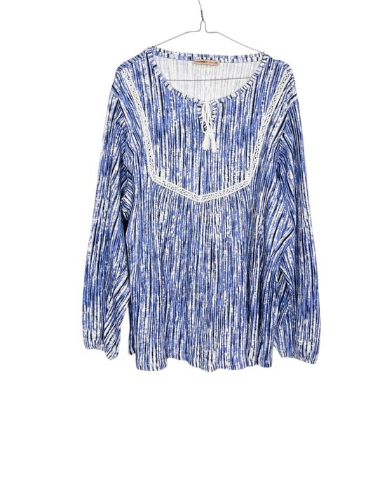 Bluzka NIEBIESKA Paski PLUS SIZE